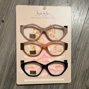NWT Nicole Miller 3-pk Reading Glasses quality premium 2.5 tan black beige
